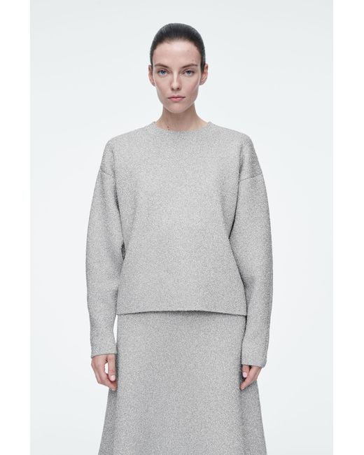 COS Gray Oversized Sparkly Merino Wool Sweater