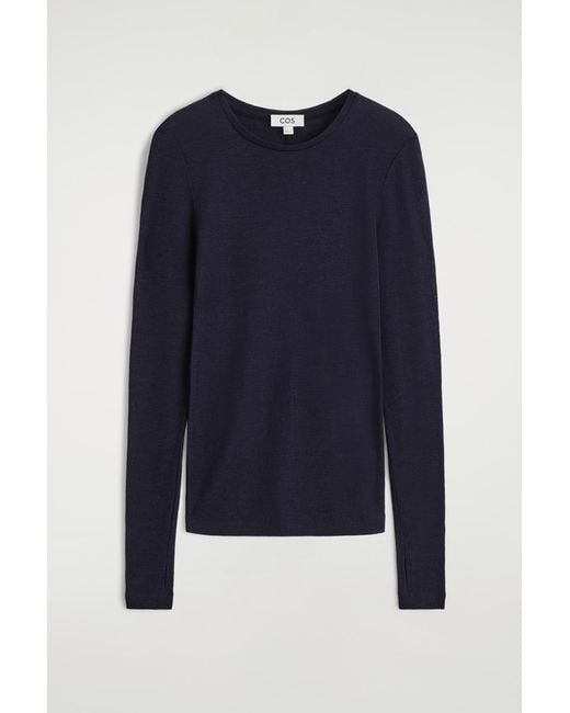 COS Blue Slim Merino Wool Sweater