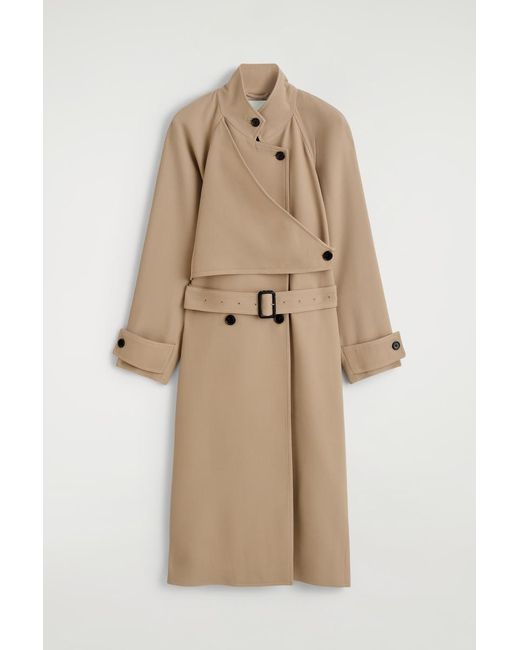 COS Natural Wrap-Over Wool-Twill Trench Coat