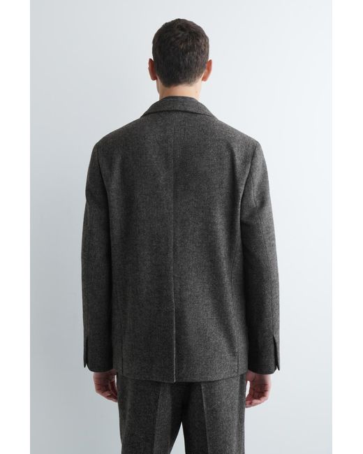 COS Black Unstructured Wool-Herringbone Blazer for men