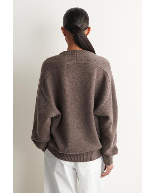 COS Brown Rounded Cashmere Crew-Neck Jumper