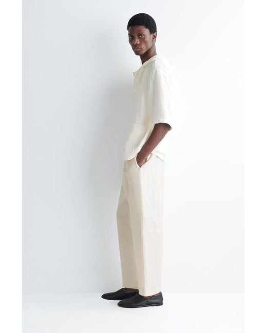 COS White Linen Relaxed-Fit Barrel-Leg Pants for men