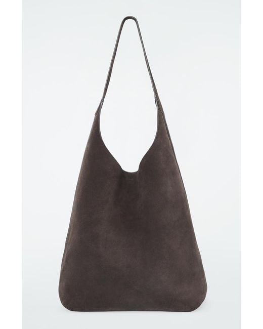 COS Brown Serif Tote Bag - Suede
