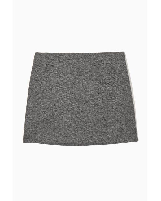 COS Gray Wool-jacquard Mini Skirt