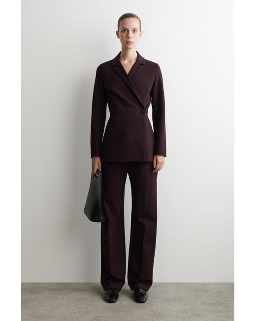 COS Purple Fluid Milano Wrap-Front Blazer