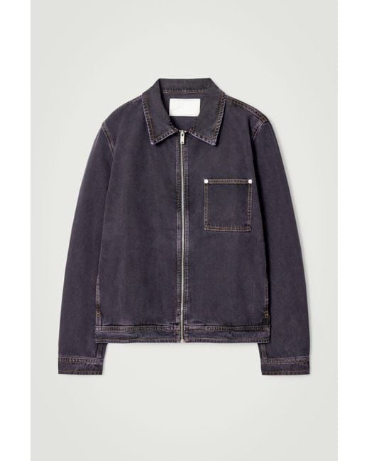 COS Blue Boxy Denim Zip-up Jacket for men