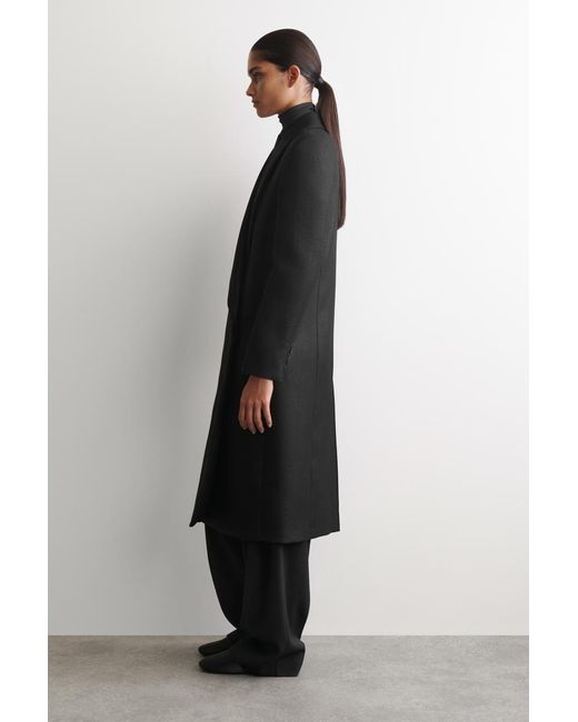 COS Black Tailored Metallic Wool-Blend Long Coat