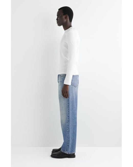 COS White Slim Ribbed Cotton Long-Sleeved T-Shirt for men