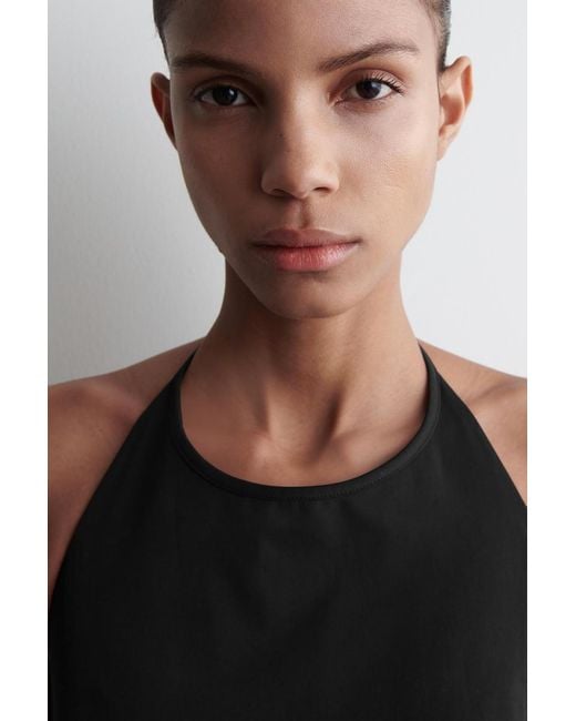 COS Black Pima Cotton Halterneck Dress