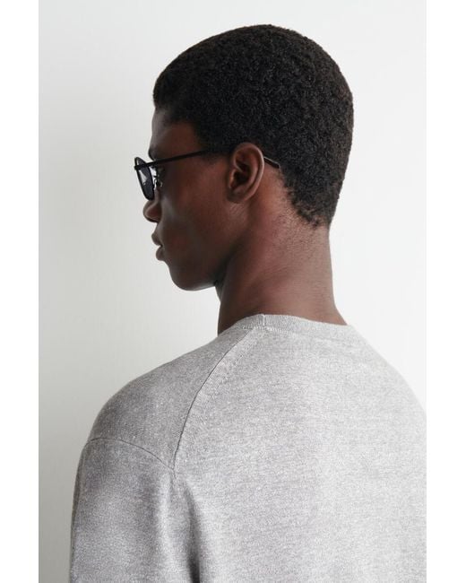 COS Gray Knitted Linen T-Shirt for men