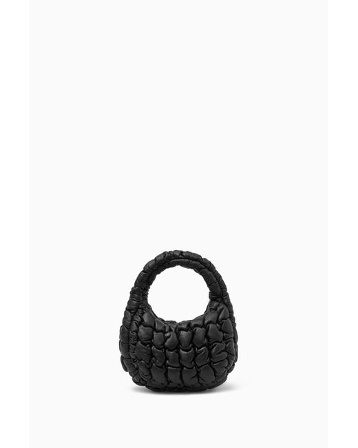 COS Black Quilted Micro Bag - Leather