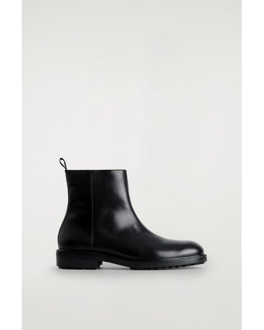 COS Black Chunky Leather Boots for men