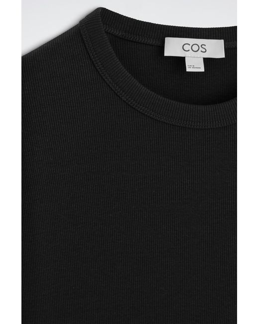 COS Black Slim Ribbed Cotton Long-Sleeved T-Shirt for men