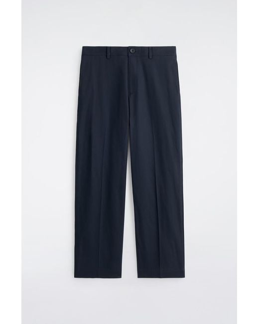 COS Blue Cotton-Linen Relaxed-Fit Straight-Leg Trousers for men