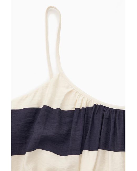 COS Blue Gathered Strappy Mini Dress