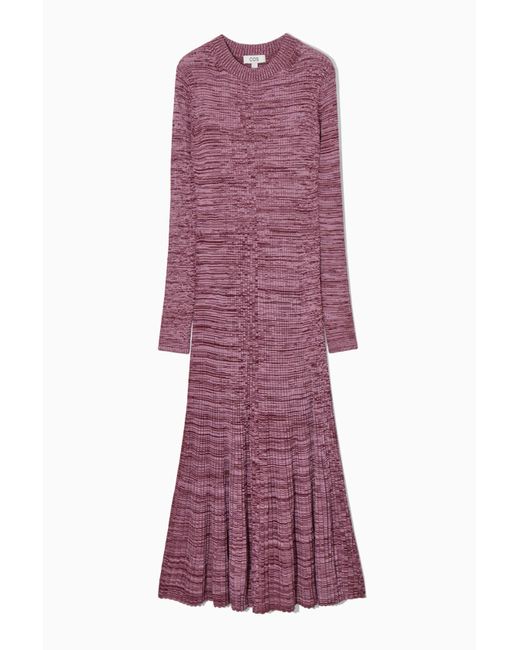 COS Purple Mélange Ribbed Midi Dress
