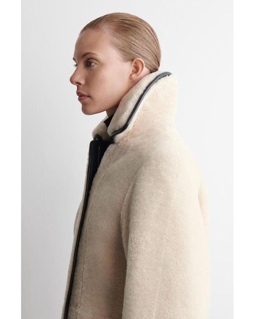 COS Natural Leather-trimmed Shearling Coat