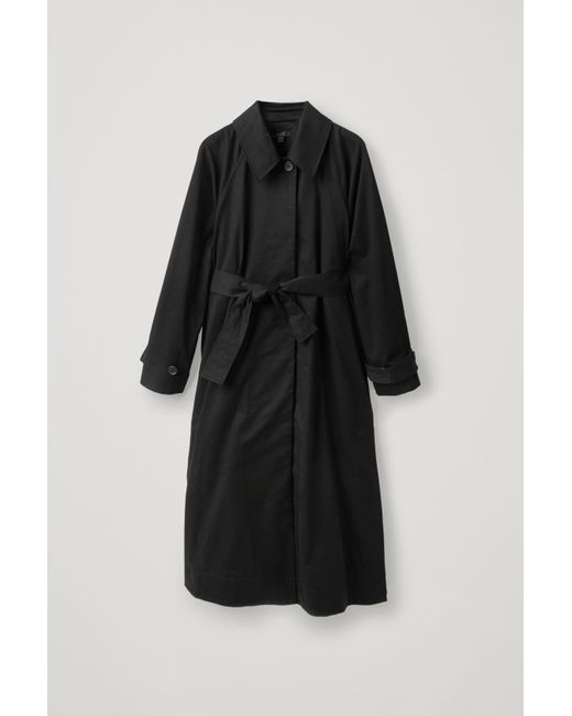 COS Organic Cotton Oversized Trench Coat in Black Lyst