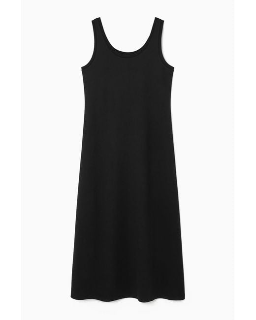 COS Black Scoop-neck Jersey Midi Dress