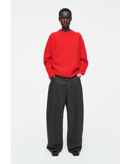 COS Red Oversized Boiled Merino Wool Sweater