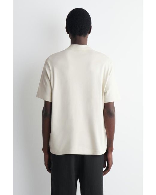 COS White Interlock Cotton Polo Shirt for men