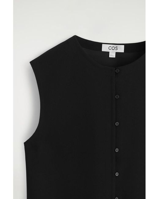 COS Black Buttoned Knitted Top