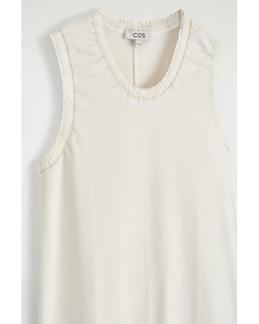 COS White Ruffled Cotton Midi Dress