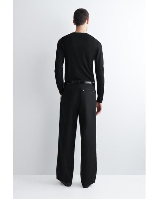 COS Black Pleated Wide-leg Denim Pants for men