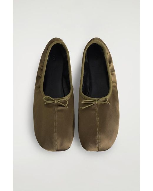 COS Green Satin Ballet Flats