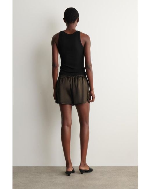 COS Black Satin Track Shorts
