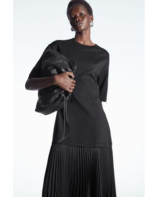 COS Black Pleated-skirt T-shirt Dress
