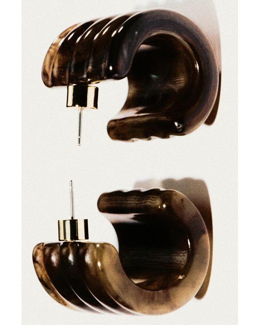 COS Brown Rippled Hoop Earrings