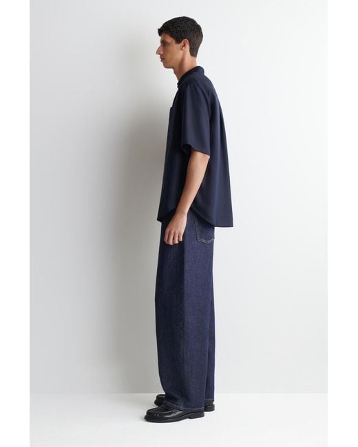 COS Blue Oversized Popover Shirt for men