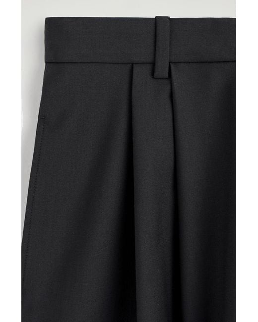 COS Black Pleated Wool-Blend Culottes