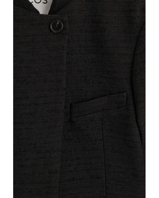COS Black Cropped Structured Jacquard Blazer