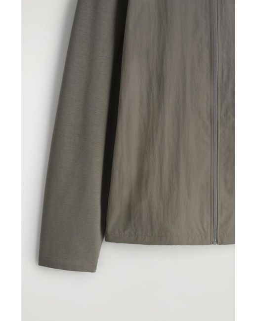 COS Gray Nylon-Panelled Bomber Jacket for men