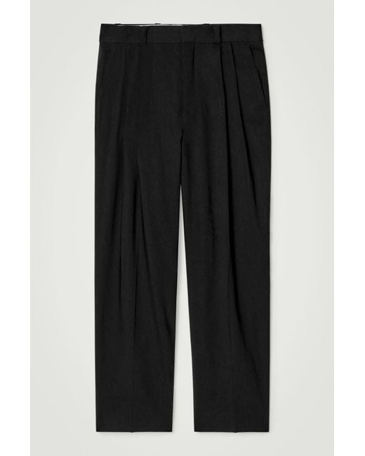 COS Black Linen-Blend Wide-Leg Trousers for men