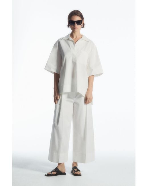 COS White Elasticated Pleated Culottes