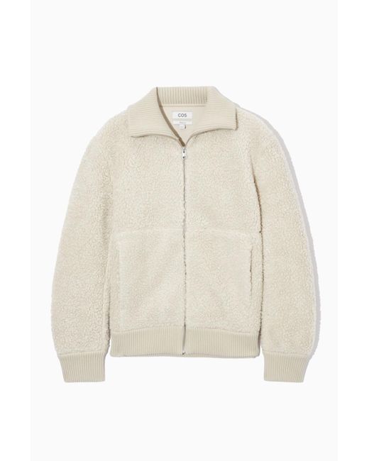 COS White Funnel-neck Teddy Jacket for men