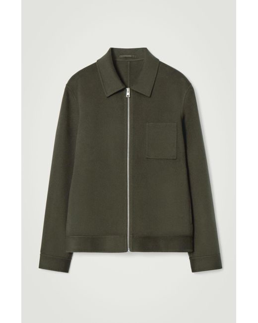 COS Green Double-Faced Wool Harrington Jacket for men