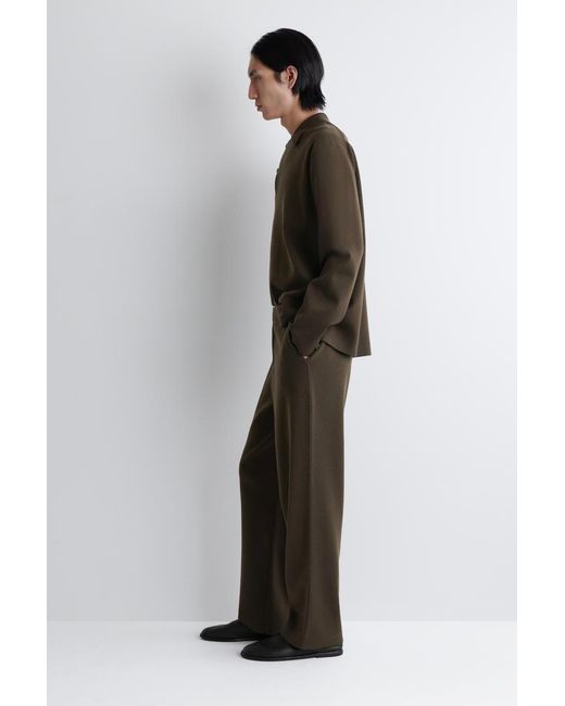 COS Green Knitted Wool Straight-Leg Trousers for men