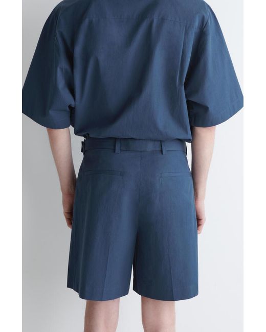 COS Blue Belted Pima Cotton Utility Shorts for men