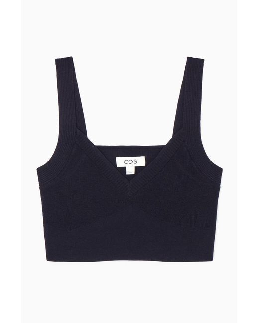 COS Blue Knitted V-Neck Bralette