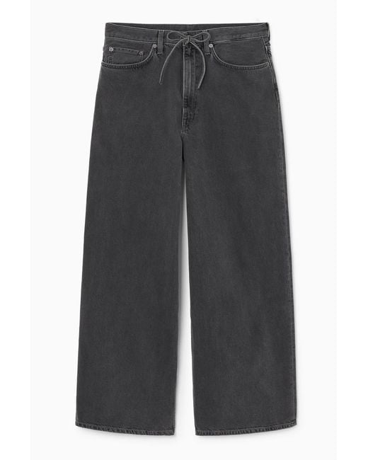 COS Gray Wide-leg Drawstring Denim Trousers