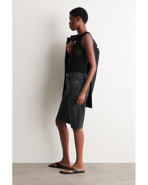 COS Blue Chord Straight-Leg Denim Shorts