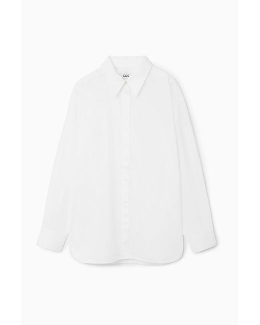 COS White Batwing-sleeve Twill Shirt