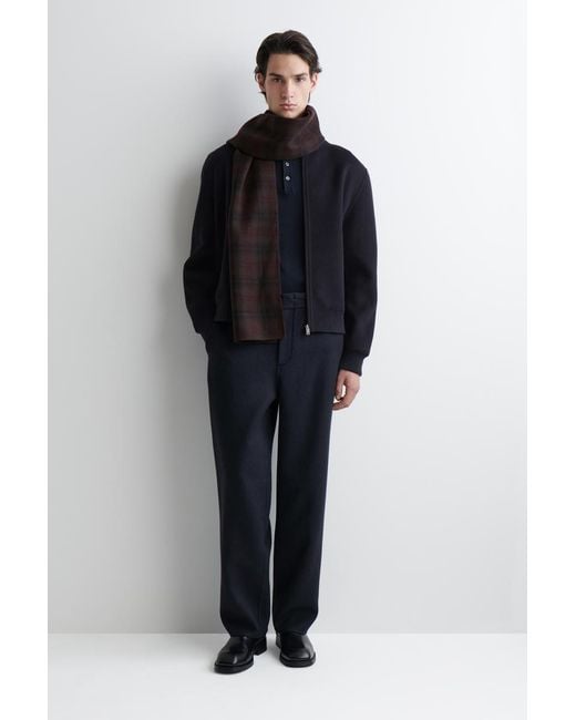 COS Red Checked Split Wool Scarf for men