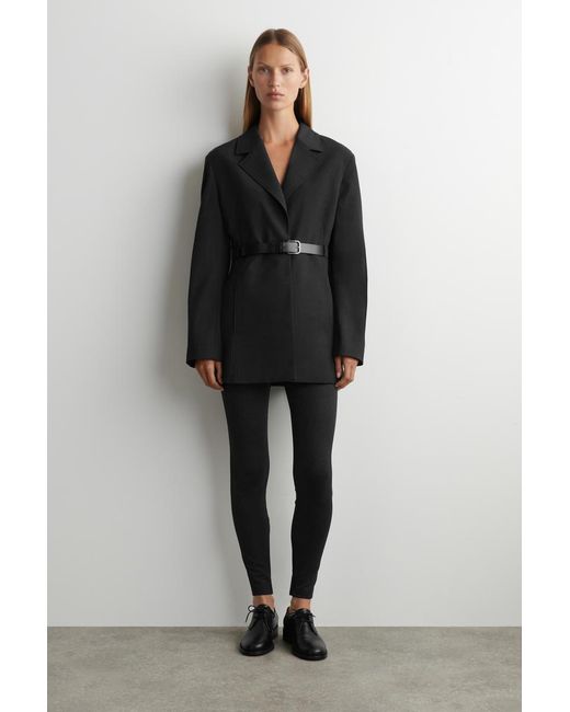 COS Black Belted Wool-Blend Blazer