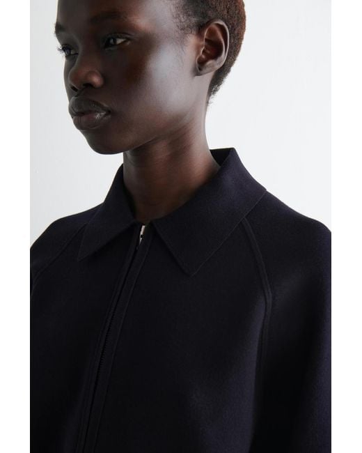 COS Blue Double-Faced Knitted Jacket
