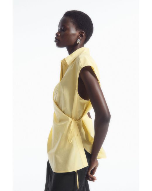 COS Yellow Oversized Sleeveless Wrap Shirt